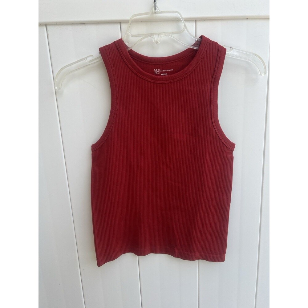 No Boundaries Tank Top Girls Medium Ribbed Red Sleeveless Pullover 7-9 Nylon